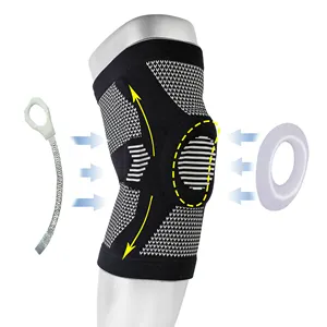 Grosir Rajutan Nilon Elastis Bantalan Lutut Dukungan Lutut Lengan Kompresi Olahraga Knee Brace dengan Sabuk