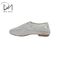 MIA DIVA Ballerines à bout pointu pour femmes avec strass et maille, dessus en PU et semelle en TPR pour les soirées