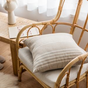 Imple-<span class=keywords><strong>funda</strong></span> de almohada moderna de algodón y lino con rayas finas, cubierta de cojín de estilo nórdico para sofá - Product Image 3