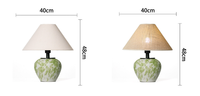 Lampe de table LED flexible en céramique verte et blanche, faite à la main à Jingdezhen, style vintage, écologique, pour chevet, décoration de ferme