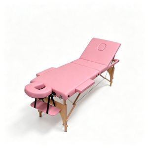 Table de massage pliable rose, lit de thérapie portable avec appui-tête, canapé de traitement rembourré pour spa et salon - Product Image 2