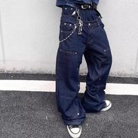 Nouveauté OEM : Jeans en denim rayé délavé style vintage américain, coupe droite et ample pour homme