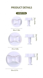 Lot de 3 moules en plastique mignons en forme de nœud <span class=keywords><strong>papillon</strong></span> pour la décoration de gâteaux et la simulation de sucre, outils de découpe de biscuits, approvisionnement direct usine - Product Image 6