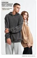 Sweat à capuche personnalisé 420 GSM épais, délavé minéralement, coupe oversize et carrée, sans cordon de serrage, effet vieilli, pour streetwear, marque privée