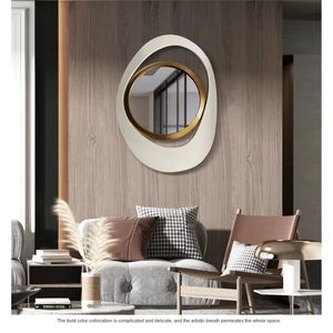 Cermin Dekoratif Besi Tiga Dimensi Gaya Nordik Bentuk Tidak Beraturan untuk Ruang Tamu Kamar Tidur Ruang Makan Hiasan Dinding Mewah - Product Image 5