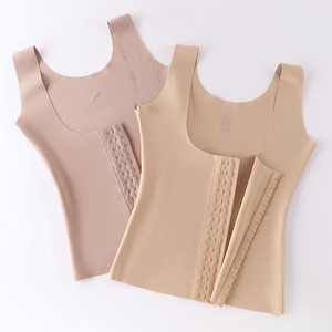 공장 아울렛 M-XL 3 색 전면 폐쇄 후크 탱크 탑 여성 와이드 어깨 스트랩 배꼽 제어 조끼 슬리밍 코르셋 - Product Image 4