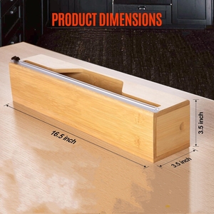 Dispensador de envoltura de montaje en pared de bambú clásico, cortador de papel de cocina, organizador de envoltura de plástico para bolsas de té, rollo de papel de almacenamiento Ziplock - Product Image 6