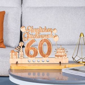 Wholesale Wooden Birthday Decorations Wood 60th Birthday <b>Table</b> Decor with <b>Balloons</b> and Number Insert for Parties Dropshipping - Product Image 3