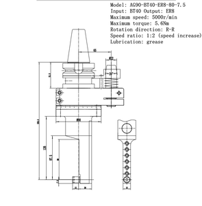Cabezal Angular para Centro de Mecanizado BT30/40/50-ER11/20/25/32, Tipo Estrecho, Cabezal de Fresado de Ángulo Recto para Mecanizado de Orificios Profundos 1 - Product Image 5