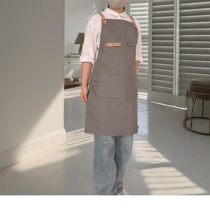 Ins style <span class=keywords><strong>japonais</strong></span> simple <span class=keywords><strong>lin</strong></span> coton <span class=keywords><strong>lin</strong></span> double couche <span class=keywords><strong>tablier</strong></span> artistique jardinage poterie cuisson vêtements de travail pour hommes et femmes - Product Image 3