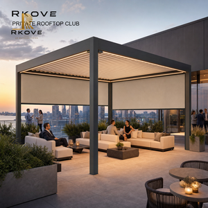 Pérgola Bioclimática Moderna RKOVE RK-S2 de Aluminio, con Techo de Láminas Motorizadas, Pantallas ZIP y LED, para Terrazas de Clubes - Product Image 2