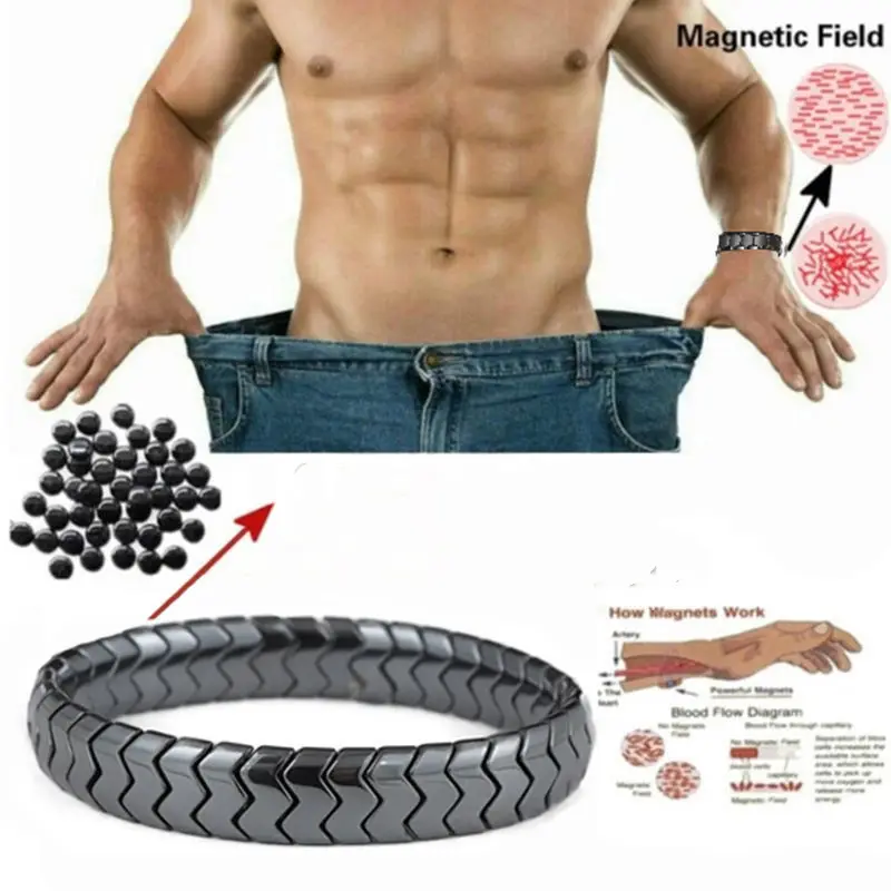 Magnetic medical bracelet colorful black gallstone men's weight loss energy bracelet for men