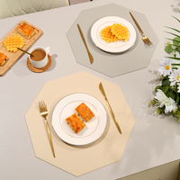 Set de table en cuir PU écologique tridimensionnel, diamètre 38,5 cm, résistant à la chaleur, antidérapant, pour la maison, l'hôtel, le restaurant