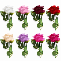 Bouquet de mariée en velours artificiel, bouquet de demoiselle d'honneur, 5 tiges, ruban en satin noué à la main, 8 couleurs de mariage