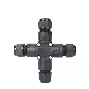 E-Weichat Manufacturer In-line X Shape 4 way 3 Pin PA66 Plastic IP68 Waterproof Connector for Outdoor lighting