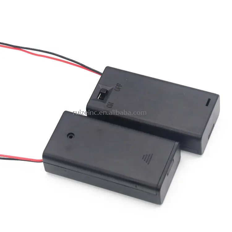 2 x AA 3V Black Battery Holder Connector Storage Case Battery Box 2 Slot AA Battery Holder with ON/OFF Switch and 15cm Lead Wire