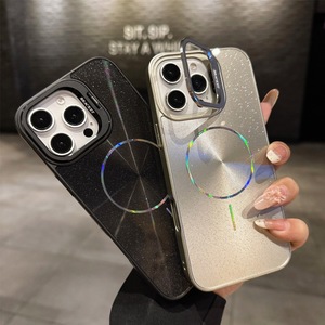 New Ice pha lê CD kết cấu long lanh vòng tròn tốt từ trường hợp điện thoại cho iPhone 16 15 14 13 Pro Max với Hidden lens Bracket Bìa - Product Image 1