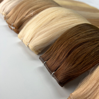 Mince Invisible Trame Extension De Cheveux Humain Extensiones De Cabello Humano Blonde Remy Vierge Doubles Dessiné Russe Cheveux Génie Trame