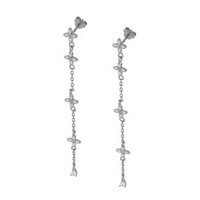 Milskye Valentinstag Ohrringe S925 Silber 18 Karat vergoldet Zirkon Blume lange Kette Tropfen baumeln Ohrringe