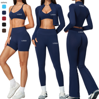 Jaket Olahraga Wanita Tanpa Punggung, Sport Bra, Celana Panjang, Leggings, Celana Pendek Seamless, Leggings Untuk Wanita, Set Yoga Musim Dingin