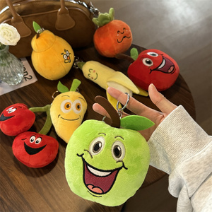 Simpatici portachiavi di frutta giocattoli di peluche felice mela fragola borsa ciondolo peluche - Product Image 2