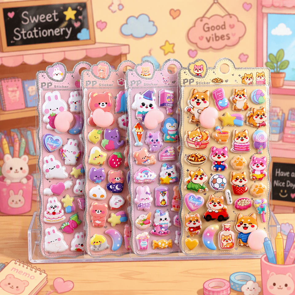 Sticker Ff Png Creative Cartoon Cute Kawaii Animal Design Printing Kids Squish Puffy ...