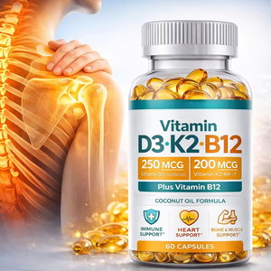 Capsules de <span class=keywords><strong>Vitamine</strong></span> D3 <span class=keywords><strong>K2</strong></span> B12 à Base de Plantes, Extrait Végétal, Complément <span class=keywords><strong>Alimentaire</strong></span> pour Soins Quotidiens - Product Image 1