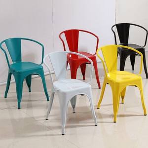 Chaise de salle <span class=keywords><strong>à</strong></span> manger en métal de style européen américain industriel avec accoudoirs 75cm de hauteur couleur rouge noir blanc pour café restaurant maison - Product Image 6