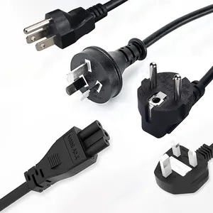 3-Pin Long 1.5m/1.8m Computer Power Cable with UK/US/EU/AU Plugs IEC Female and BS Male Ends for Consumer Electronics