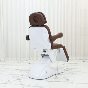 Table de massage électrique réglable moderne en cuir marron 3/4 motorisée pour esthéticienne, lit de spa pour cils et soins du visage, chaise cosmétique pour salon de beauté - Product Image 6