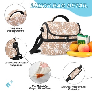 Customized Puakenikeni Floral Print Portable Thermal Lunch Reusable Tote Bag Recyclable Insulated Cooler Bag for School Snark - Product Image 4