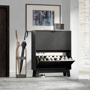 12 Pairs Two Flip Drawers Steel Legs Modern Durable Space Saving Entry <b>Shoe</b> Cabinet -<b>White</b> <b>Shoe</b> <b>Rack</b> - Product Image 2