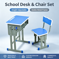 Meubles scolaires en métal modernes et durables, bureaux et chaises de classe, table et chaise réglables en hauteur pour les étudiants, ensemble pour la maison et le bureau