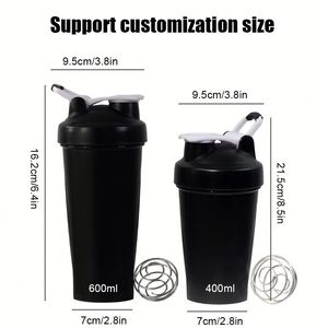 Botella Mezcladora Deportiva de Plástico PP de 400 ml y 600 ml con Logotipo Personalizado al por Mayor, para Gimnasio, Deportes, Proteínas, Regalo Promocional - Product Image 2