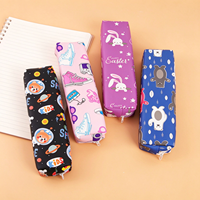 Kotak Pensil Silinder Motif Kartun Lucu dengan Ritsleting, Tempat Pensil Anak Pelajar, Tas Alat Tulis Sekolah Multi Pola, Cetak Kustom