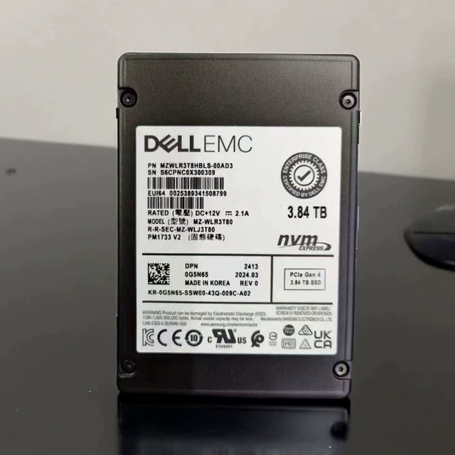 NEW PM1733 V2 3.84T U.2 NVME SSD 0G5N65 07NXWW for DELL/EMC MZWLR3T8HBLS-00AD 3G5N65 7NXWW