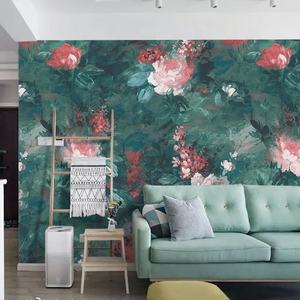 El-boyalı çiçek duvar Nordic <span class=keywords><strong>Vintage</strong></span> TV arka plan yatak odası soyut sanat avrupa su geçirmez kanvas kumaş duvar kağıdı - Product Image 1