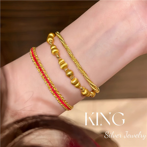 Bijoux en argent King Silver, bracelet élastique torsadé plaqué or en argent sterling S925, pour femmes, à porter tous les jours - Product Image 3