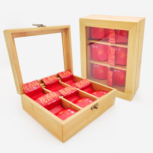 Wooden natural bamboo tea bags packing box wooden tea coffee storage box