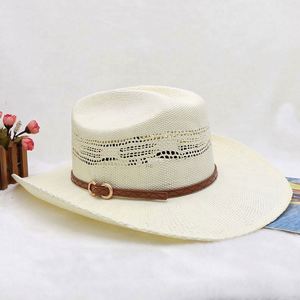 Custom Adult Unisex Casual Outdoor Travel Paper <b>Straw</b> Cowboy <b>Hat</b> with Wide Brim for Summer - Product Image 2