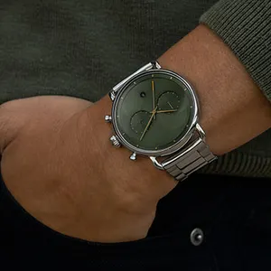 Mens Watch Fashion Sleek Minimalist Quartz Analog Mesh Stainless Steel Waterproof Chronograph Watches For Men With Auto Date