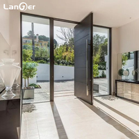 Porte extérieure moderne sécurisée à double pivot en aluminium pour les maisons Grande entrée avant avec écrans magnétiques pour les ateliers