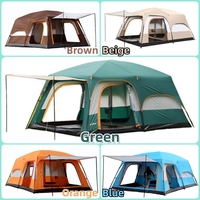 Tente de camping familiale double couche pour 8 à 12 personnes, 2 chambres, 1 séjour, grand espace extérieur, idéale pour la vente en gros