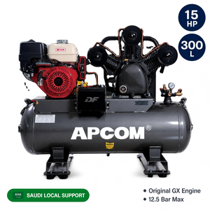 Compresseur d'air industriel à essence APCOM 15HP 300L |   Pompe à piston haute pression 8-12,5 bars, refroidie par air, pour travaux miniers - Product Image 1