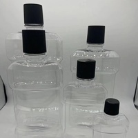 Ensemble de bouteilles de bain de bouche réutilisables en plastique PET à ouverture plate 250ml 500ml 750ml 1000ml avec bouchon à vis pour emballage industriel