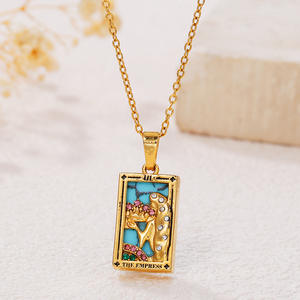 Original nuevo Tarot Queen Lover mago Luna collar 18K chapado en oro Acero inoxidable moda patrón geométrico joyería - Product Image 6