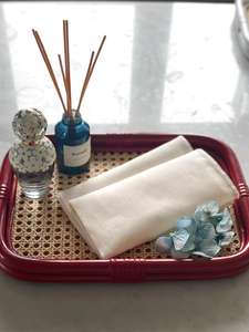 Plateaux de service en rotin faits main vintage boho, plateaux de rangement en osier pour la décoration de la maison - Product Image 3