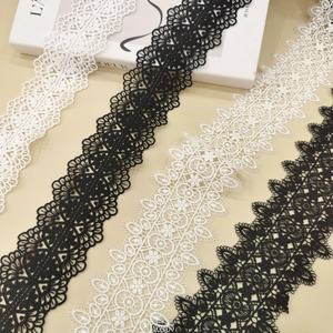 3d פרח רקום תחרה רקומים פוליאסטר לבן שחור גבול תחרה חיתוך עבור שמלה - Product Image 2