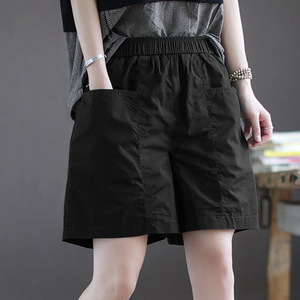 Women's Wide Leg Shorts Coffee Color Cotton Loose Fit High Waist Casual Pants Plus Size Spring Summer Style - Product Image 3