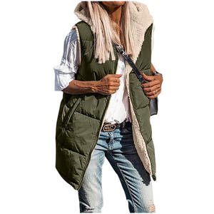 Pour <span class=keywords><strong>Amazon</strong></span> nouvelle veste rembourrée en coton à capuche européenne américaine <span class=keywords><strong>gilet</strong></span> Double face porter <span class=keywords><strong>chaud</strong></span> Cardigan imperméable coupe-vent manteau - Product Image 5